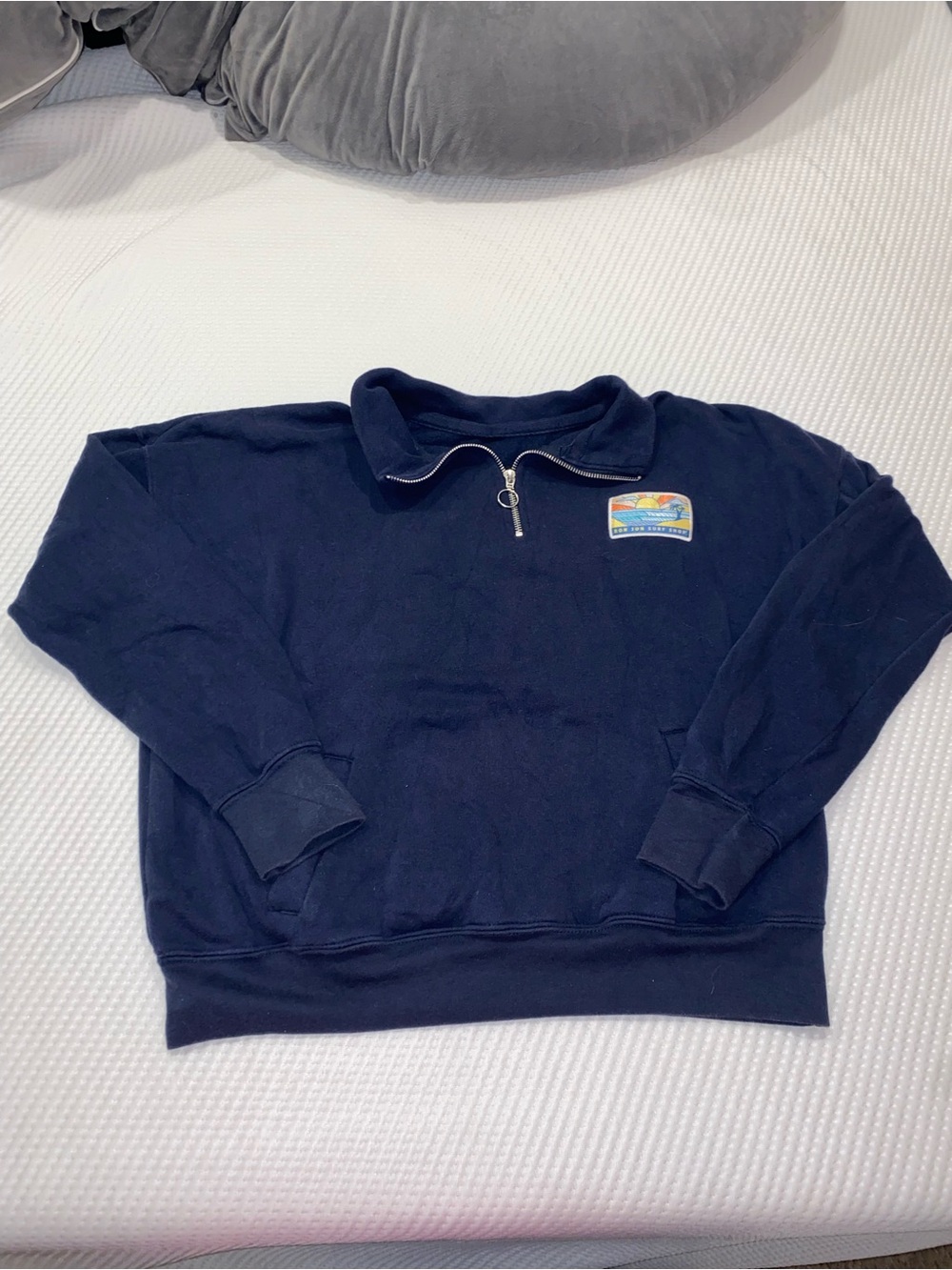 Navy Half-Zip Sweatshirt with Patch Detail